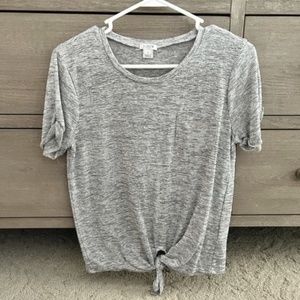 J CREW SM GRAY AND WHITE STRIPED T-SHIRT